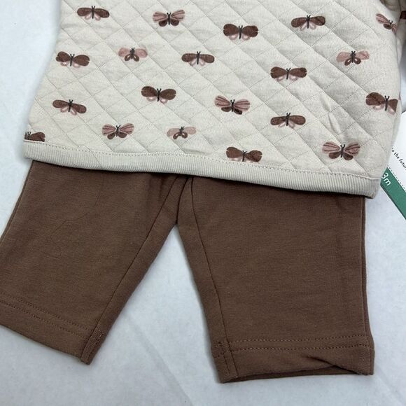 Little Planet by Carter’s 2 piece girl’s quilted butterfly cotton taupe set NWT - Picture 5 of 9